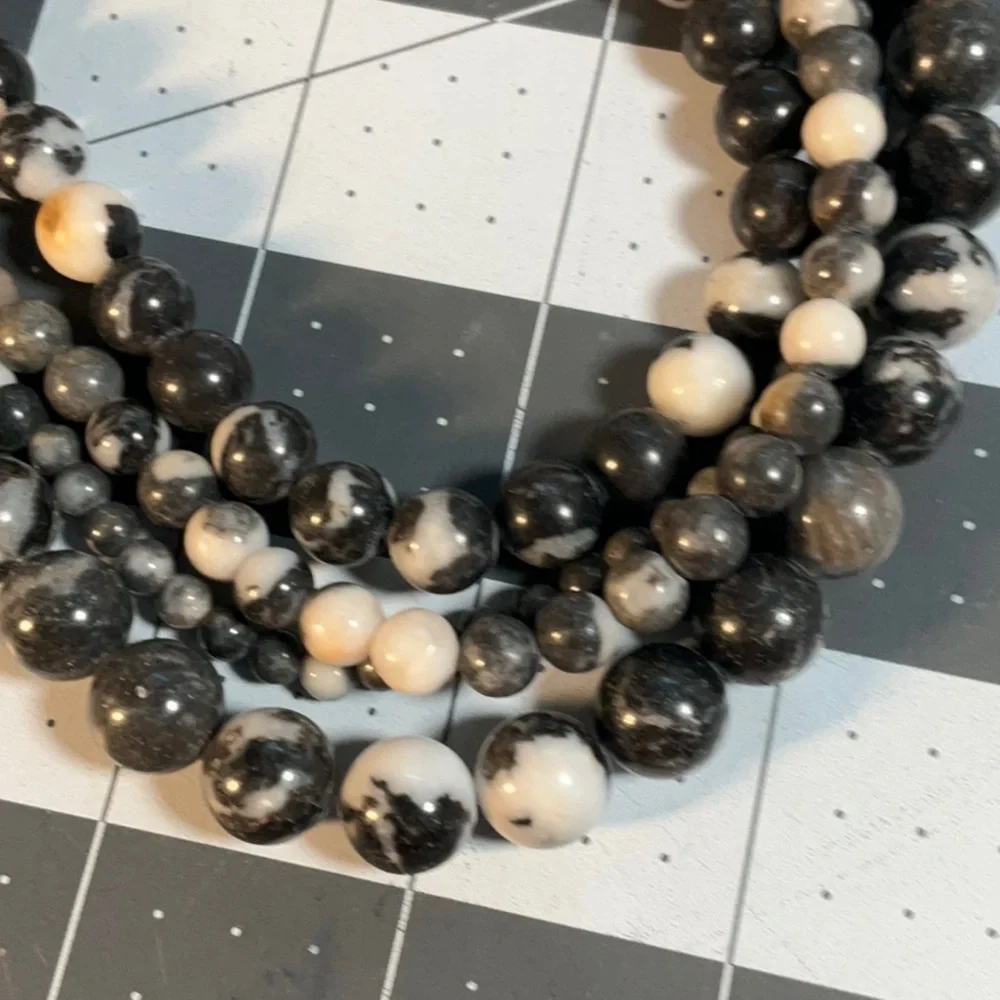 Set Zebra Stone Beads 10/8/6/4mm - Picture 1 of 3